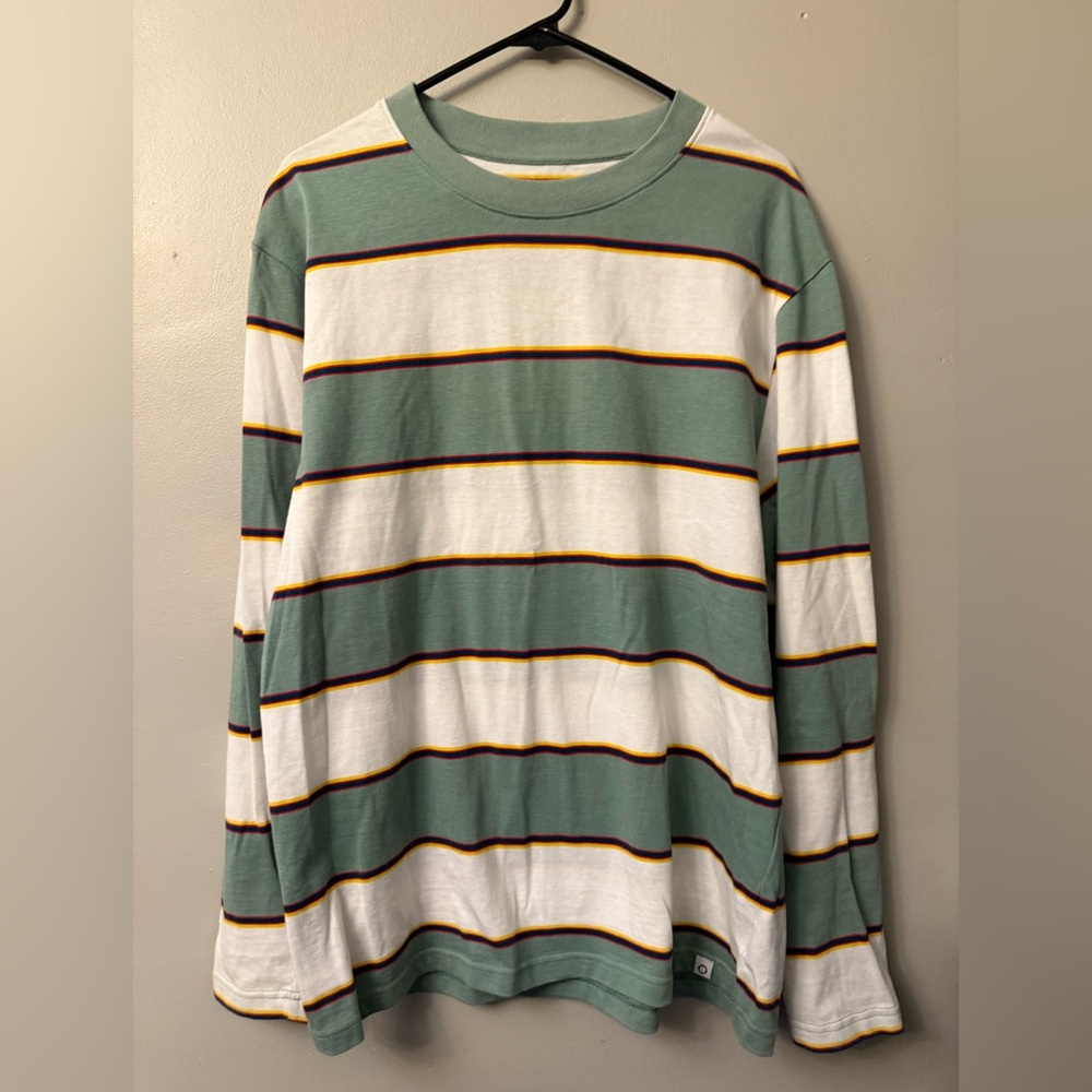 Empyre Green and White Striped Long Sleeve Shirt